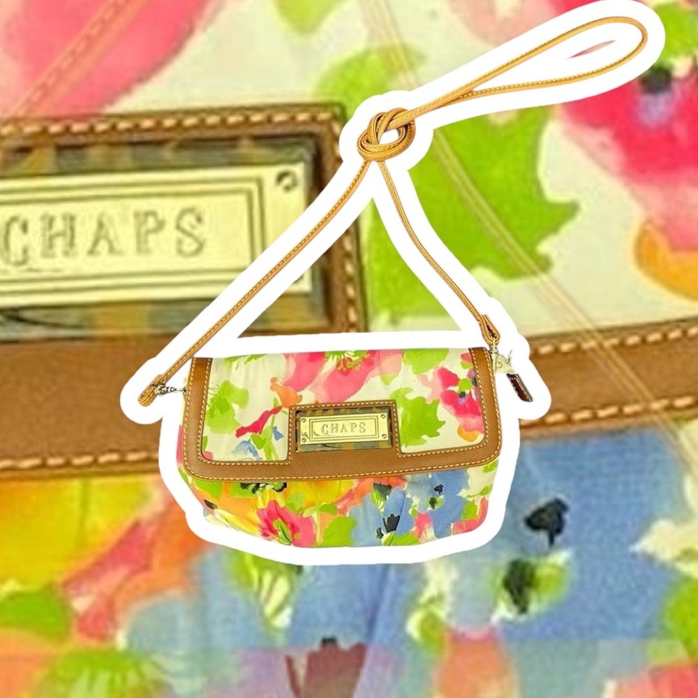 Chaps Floral Shoulder Bag Mini Purse Y2K VTG Spring Small‎ Crossbody Bright